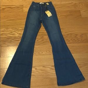 High waisted bell bottom jeans